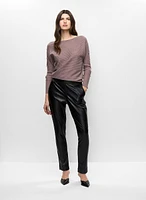 Cut-Out Sweater & Vegan Leather Pull-On Pants