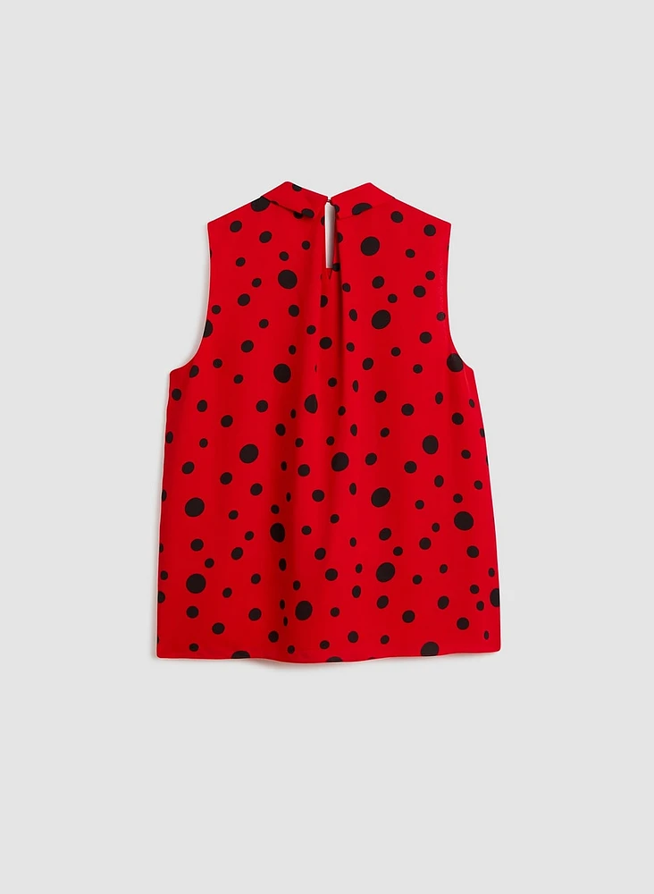 Polka Dot Tie Detail Blouse