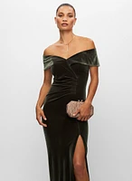 Velvet Off-the-Shoulder Dress