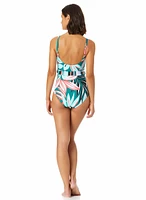 Anne Cole - Belted Tropical Print Swimsuit