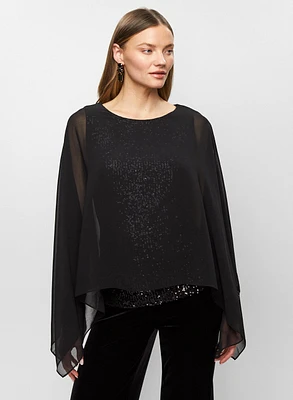 Haut à manches évasées et camisole en sequins