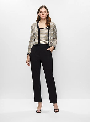 Striped Button Front Cardigan & Ruffle Waist Pants