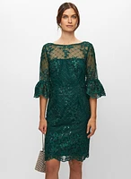 Adrianna Papell - Robe en dentelle brodée et manches à volants