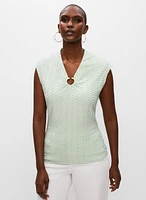 Ring Detail Jacquard Knit Top