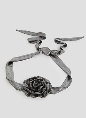 Metallic Rosette Tie Belt