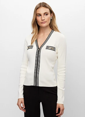 Contrast Trim Knit Cardigan