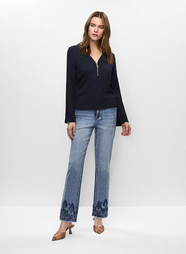 Embroidered Straight Leg Jeans