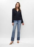 Embroidered Straight Leg Jeans