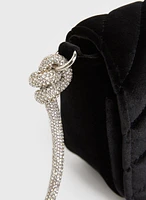 Pochette en velours et chaîne en cristal