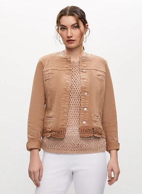 Veste courte avec broderies à l'ourlet