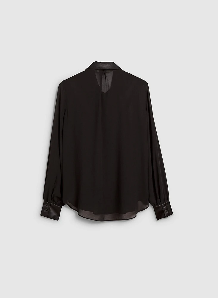 Chemisier avec col à jabot en sequins