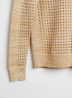 Open Weave Hooded Pullover