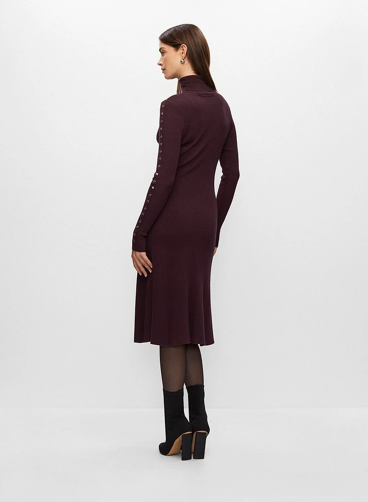 Stud Detail Turtleneck Dress