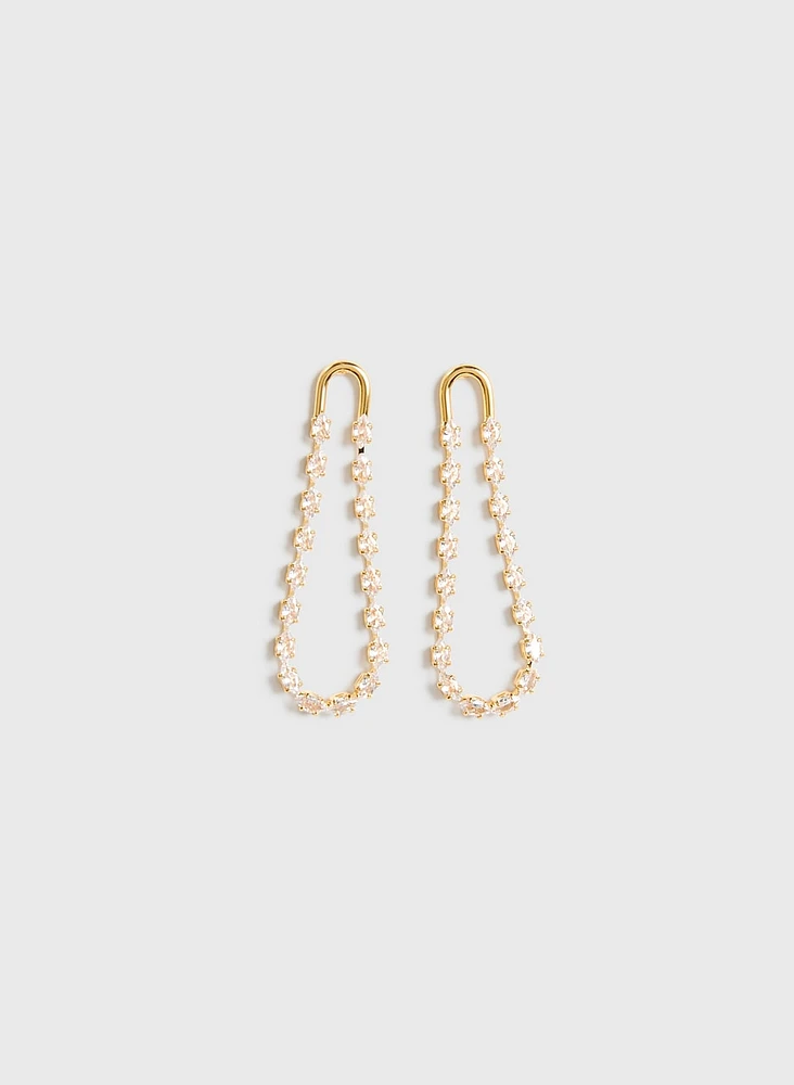 Oval Crystal Loop Earrings