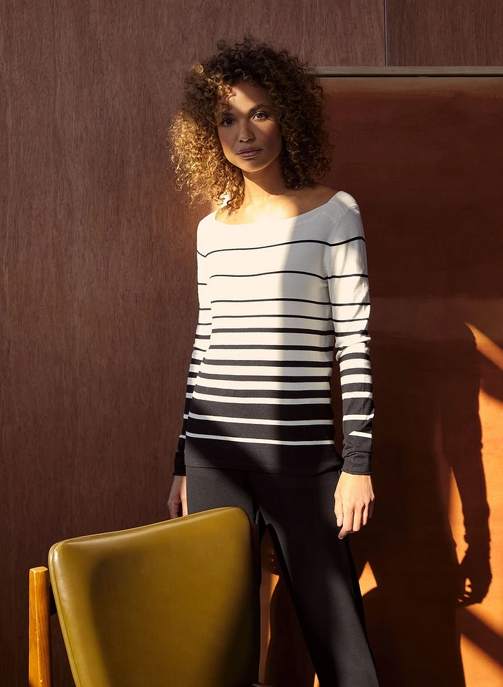 Striped Boat Neck Sweater