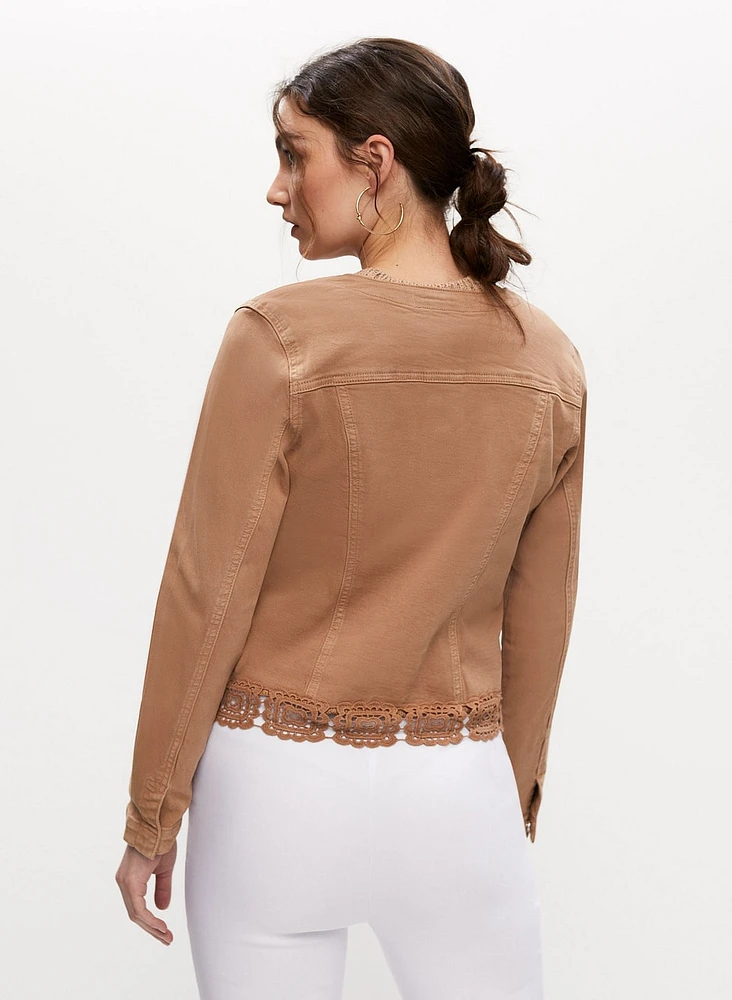 Embroidered Hem Denim Jacket