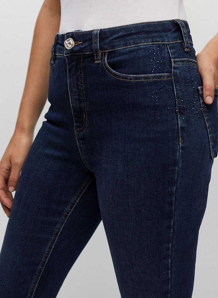 Crystal Detail Slim Leg Jeans