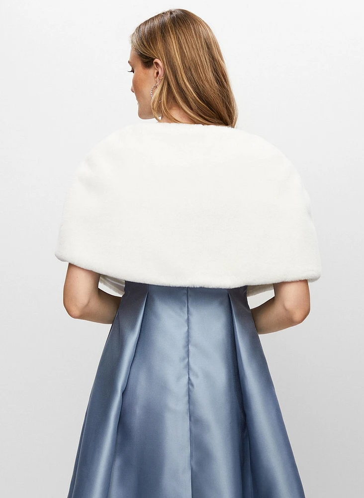 Faux Fur Brooch Detail Wrap
