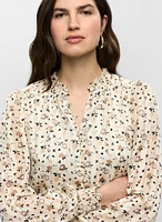 Split Neck Floral Print Blouse