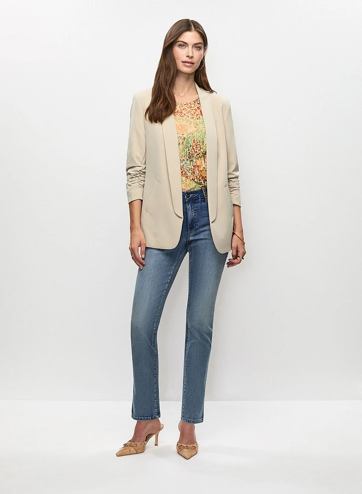 Ruched Sleeve Blazer