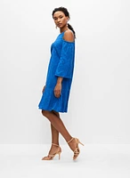 Cold Shoulder Cotton Eyelet Dress