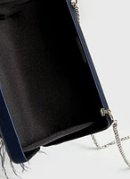 Pochette à sangle avec cristaux et plumes