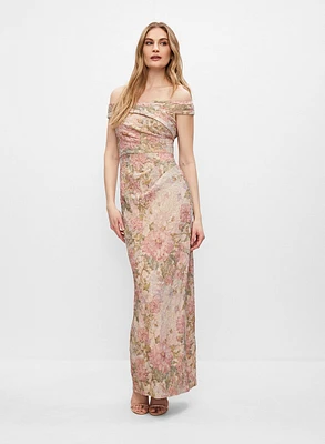 Adrianna Papell - Floral Off-The-Shoulder Gown