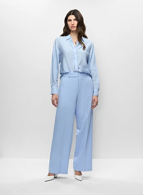 Crinkle Effect Blouse & Wide Leg Pants