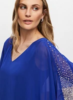 Robe à cape superposée et perles