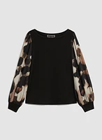 Camouflage Print Sleeve Top