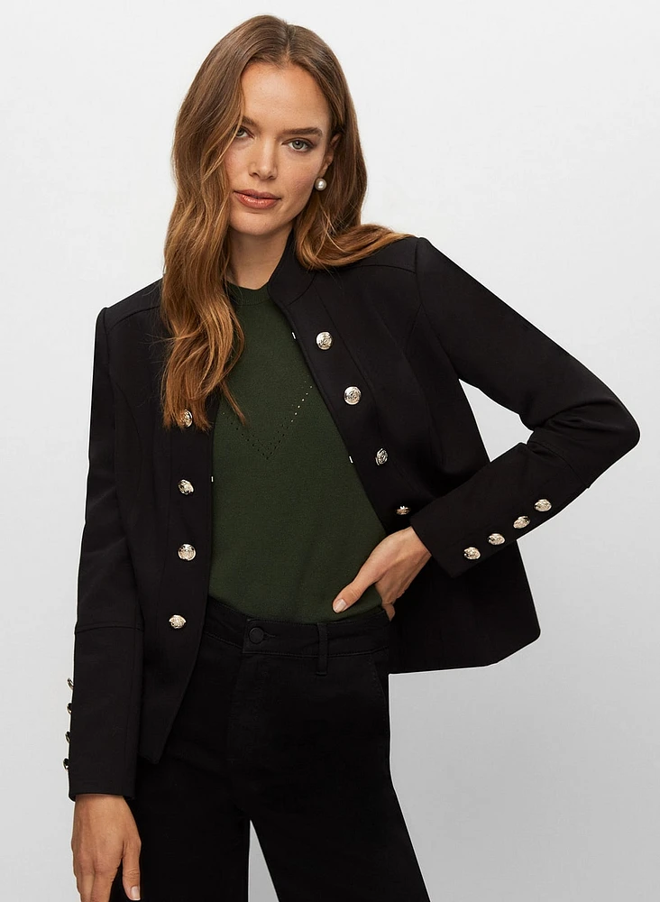 Button Front Faux Suede Jacket