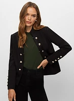 Button Front Faux Suede Jacket