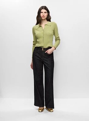 Haut col chemisier et pantalon large