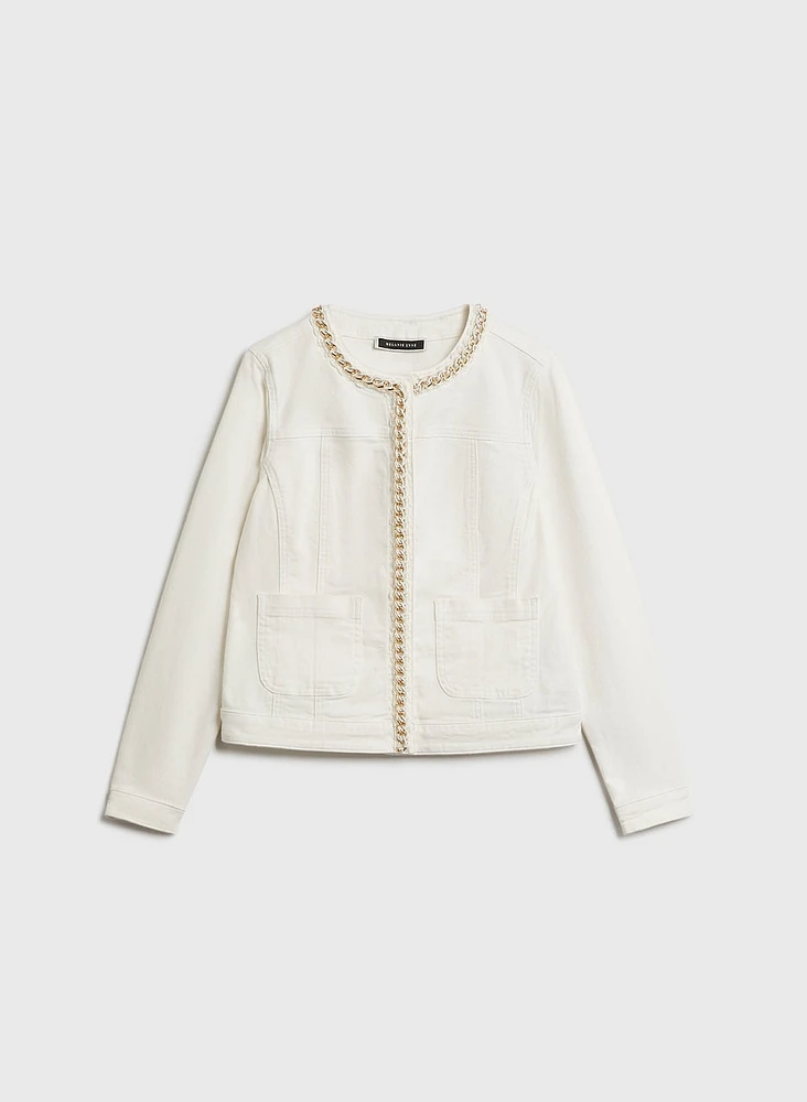 Veste col rond à bordure en maillons