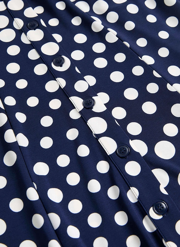 Robe boutonnée à pois