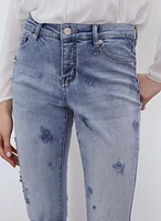 Embroidered Slim Leg Jeans