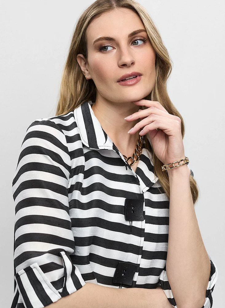 Joseph Ribkoff - Stripe Button Detail Jacket