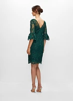 Adrianna Papell - Robe en dentelle brodée et manches à volants