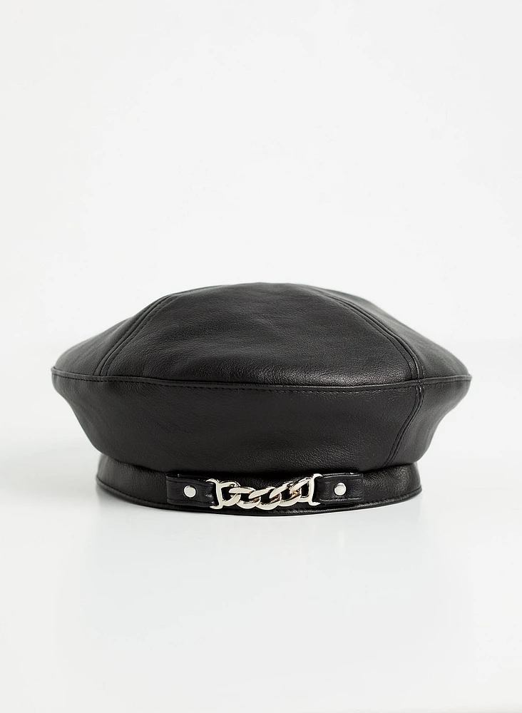 Vegan Leather Beret