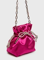 Crystal Bow Satin Bag