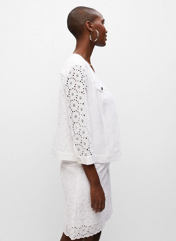 Veste à manches 3/4 motifs en dentelle