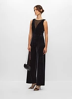 Velvet Mesh Detail Jumpsuit