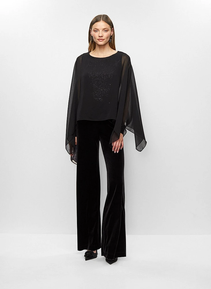 Haut à manches évasées et camisole en sequins