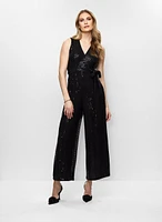 Wide Leg Sequin Motif Jumpsuit