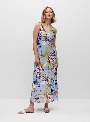 Robe longue sans manches à motif floral
