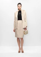 Satin Jacket, Rosette Top & Satin Pencil Skirt