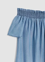 Robe droite en tencel à encolure bateau