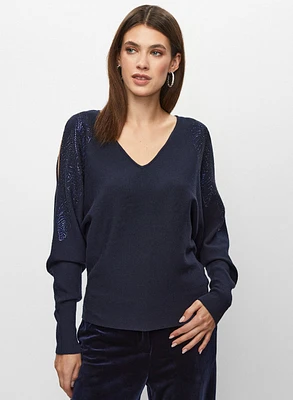 Sequin Detail Dolman Sleeve Sweater