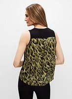 Feather Print Detail Sleeveless Top