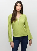 V-Neck Zip Detail Top